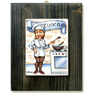 CUOCA-quadro mattonella ceramica mestieri caricatura collezione idea regalo scherzo