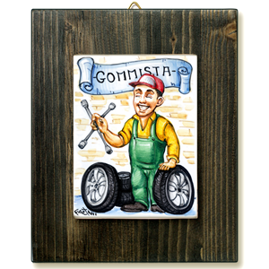 GOMMISTA-quadro mattonella ceramica mestieri caricatura collezione idea regalo scherzo