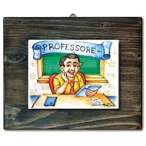 PROFESSORE-quadro mattonella ceramica mestieri caricatura collezione idea regalo scherzo
