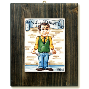 NULLATENENTE-quadro mattonella ceramica mestieri caricatura collezione idea regalo scherzo
